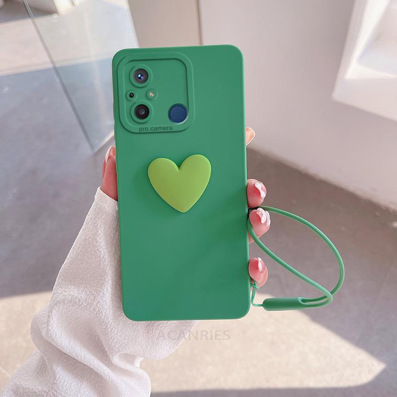 Redmi12c Love Heart Lanyard Silicone Case On For Xiaomi Redmi NOTE 11 12c 12 4g 10 10a 10c 8 9 9a 9c Nfc A1 A2 Redmi12 Camera Cover Redmi12