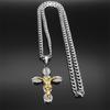 Catholic Jesus Cross Crucifix Pendant Necklace for Women Men Stainless Steel Gold Color Christ Amulet Chain Jewelry Party Gift