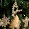 Plastic Christmas Tree Feather Pendant Angel Snowflake Christmas Hanging Decoration Elk Feather Hanging Ornament