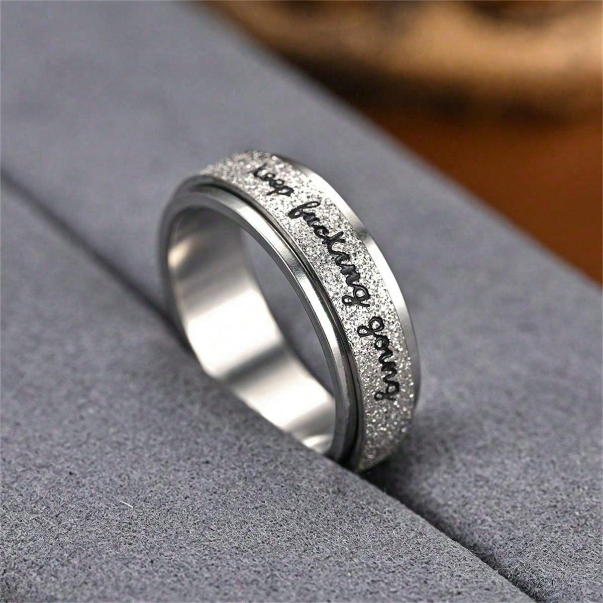 

Stainless Steel Rotate Freely Anti Stress Men Ring Fashion Anxiety Fidget Spinner Rings For Men Women Inspirational Words Ring 6