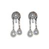 Silver Needle Diamond Geometric Pearl Water Drop Earrings Retro Elegant Court Style Stud Earrings Light Luxury Premium Earrings
