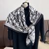 Twill Geometric Square Scarf In Spring Autumn and Summer  Large Shawl with Literary and Age-reducing Versatile French Decorative Scarf