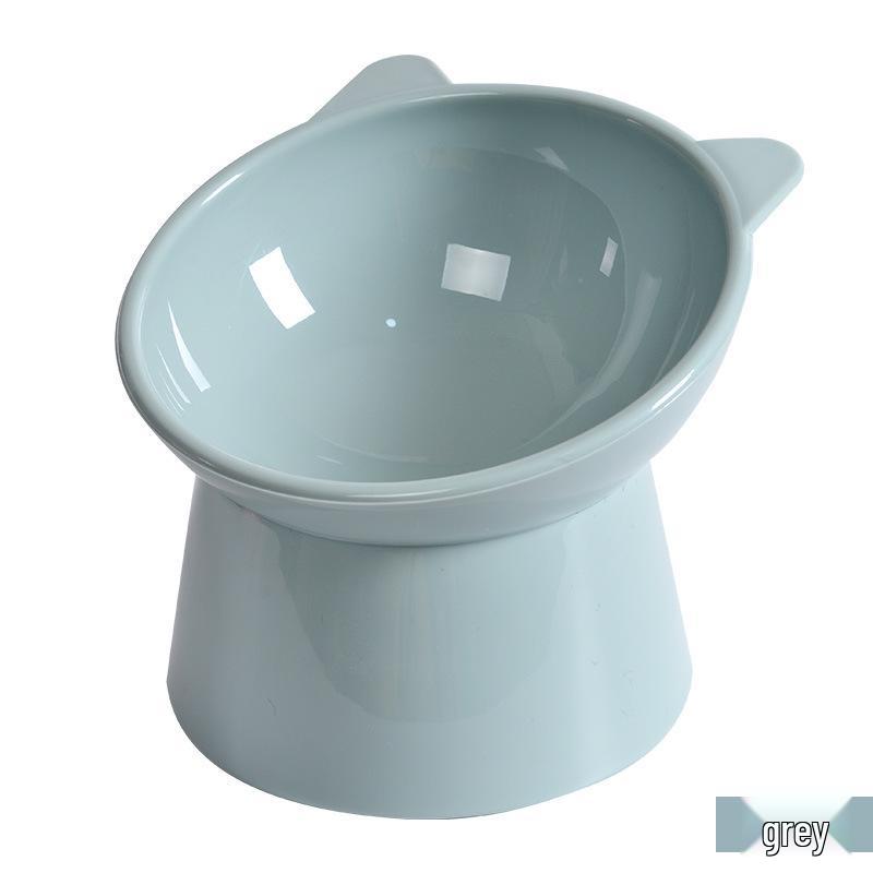 High-Foot Cat Bowl: Non-Slip, Anti-Tip, Slanted Design for Pet Neck Protection.