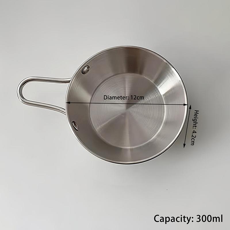 

1Pcs Korean Style Stainless Steel Rice Wine Bowl with Double Ears Durable Snack Plate for Instant Noodles Household Kitchen Use