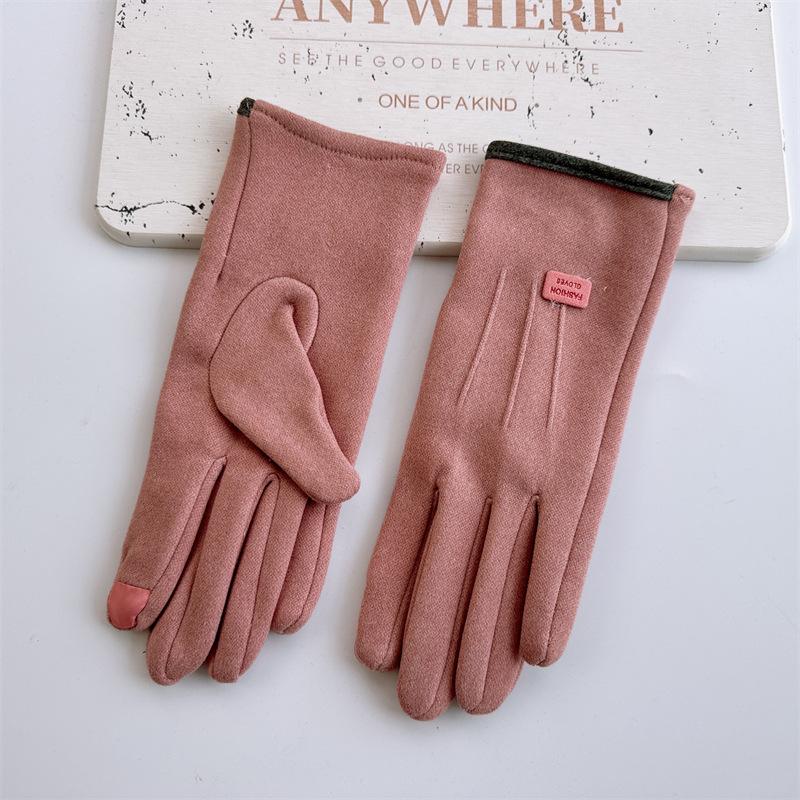 Autumn and Winter Thermal Gloves Inner Fleece Touch Screen Outdoor Riding Gloves Hairy Small Label Rabbit Fleece Gloves