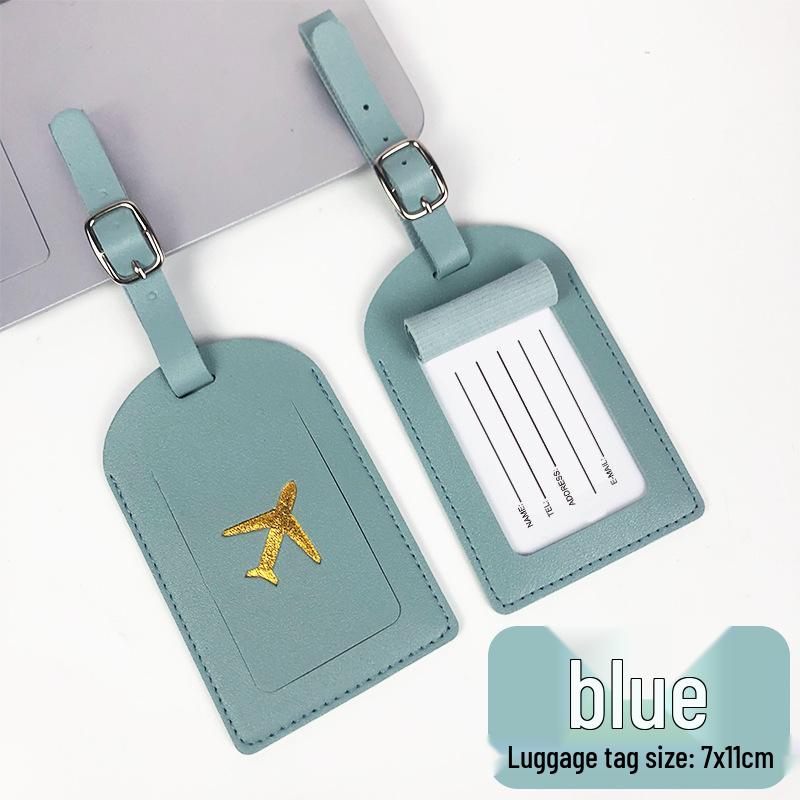 Imitation Leather Passport Holder & Luggage Tag Set with Signature Plane Design