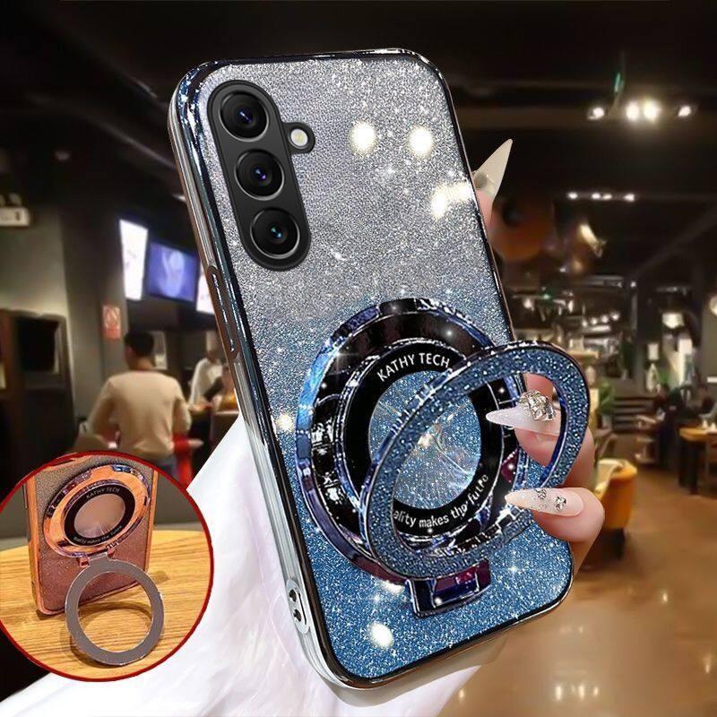 

Luxury For Samsung Galaxy A16 A36 5G 36 A 16 4G Magnetic Stand Glitter Magsafe Case For Samsung A36 A16 5G 16 4G Silicone Cover SamsungGalaxy A16 4G срібний