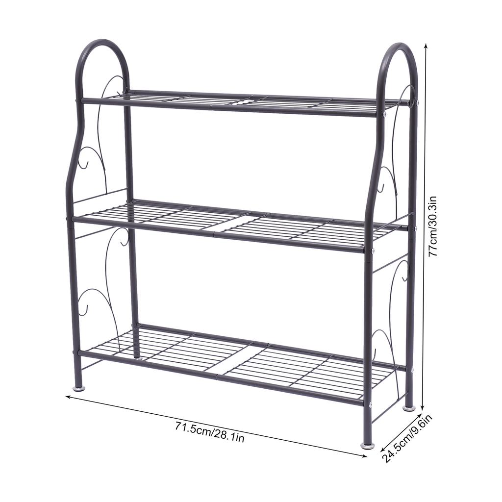 3 Tier Metal Plant Stand, Heavy Duty Iron Storage Shelf Organizer, 55lbs Load Bearing for Indoor Plants, Shoes, Books