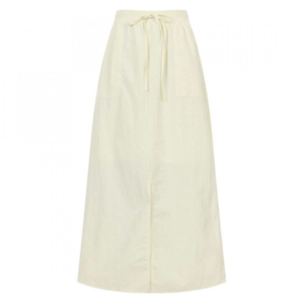 Shop Women Waistband Pocket Slit Long Skirt Ivory Ntt Wsk 20580