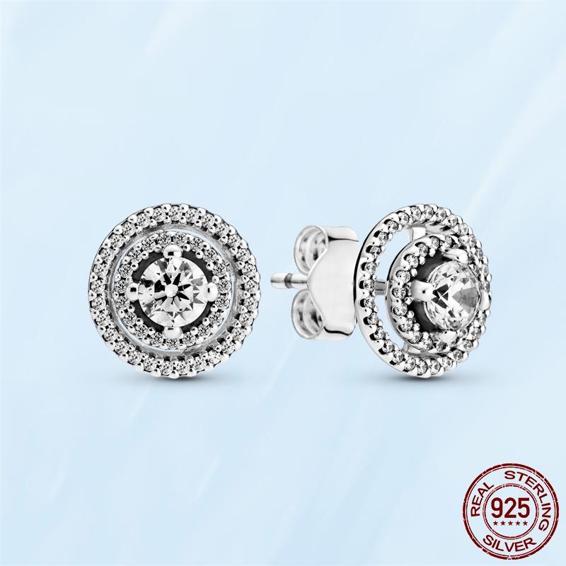 Real Original 925 Sterling Silver Daisy Flower Feather Hoop Heart Stud Earrings Fit Women Fashion Jewelry Engagement Party Gift