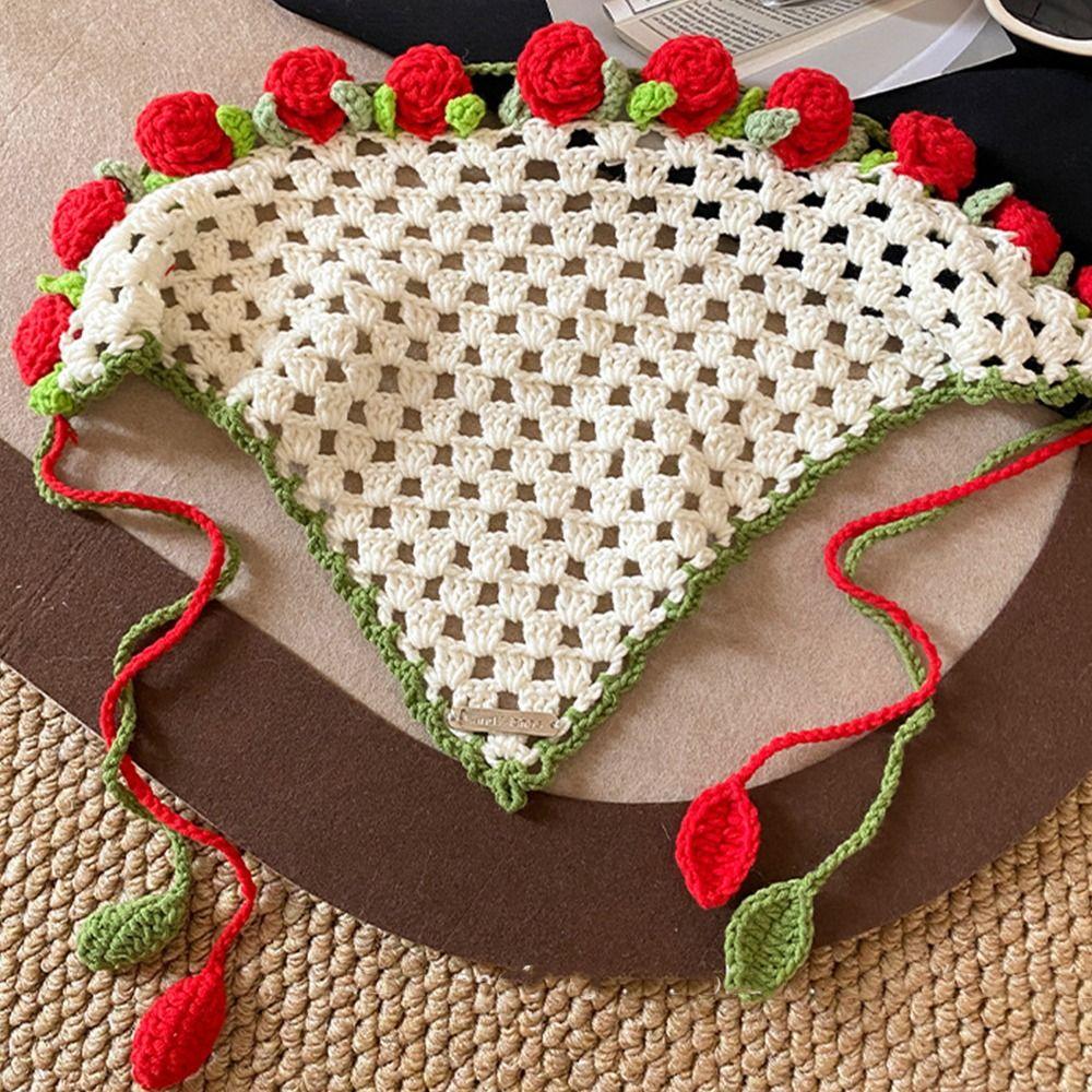 Floral Dreiecksturban Blume Frauen Haarschal Elegant Gestricktes Stirnband Kinder