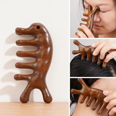 Multifunktionale Körpermeridian-Massagekamm Fünfzackige Holztherapie-Massagekamm Körpermassage