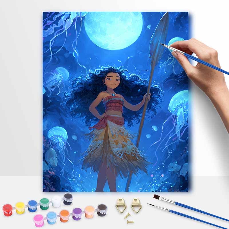 Disney Moana jellyfish ocean digital oil painting art kit DIY handmade home decoration gift 20x30cm