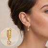 Luxury Copper Cubic Zirconia Earrings for Women Gold Color Round Drop Huggie Hoop Jewelry Elegant Daily Party Gift Accessories