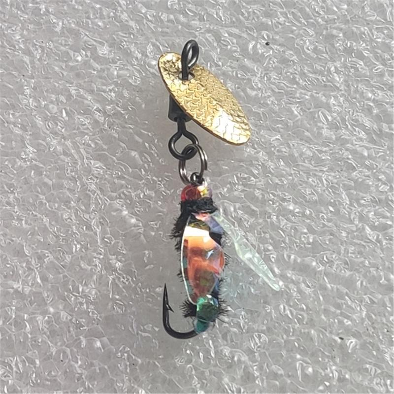 5Pcs Fly Fishing Swimbait Rotating Sequins Lures Insect Flies Fly Fishing Lures with Fish Hook Fishing Accessories