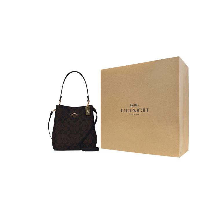 Coach Town Canvas Leather Bucket Bag , Portable Crossbody Bag , Shoulder Bag Small Women's Dark Brown (Unisex) Shoulder Bags 2312 IMAA8