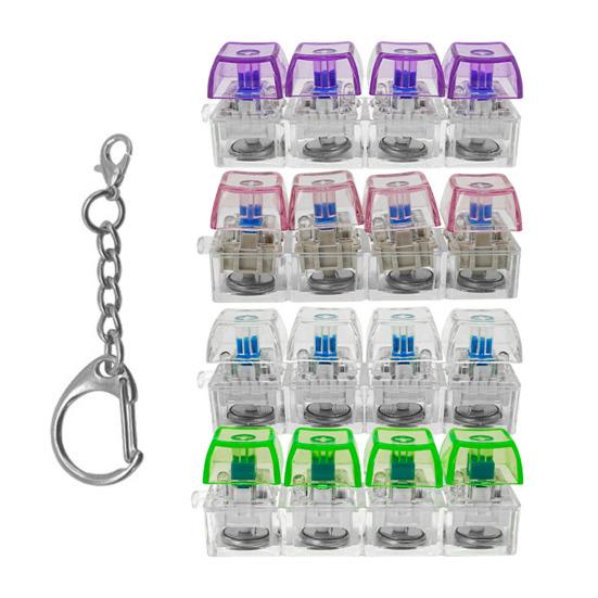 LED Light-up Keyboard Fidget Toy 4-in-1 Keyboard Decompression Button Finger Clicker Toy 4-Keys Fidget Keychain Stress Relief Desk Toy