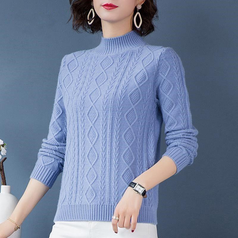 New Autumn Winter Women Thicken Slim Base Sweater Korean Fashion Turtleneck Knitted Pullover Sweater