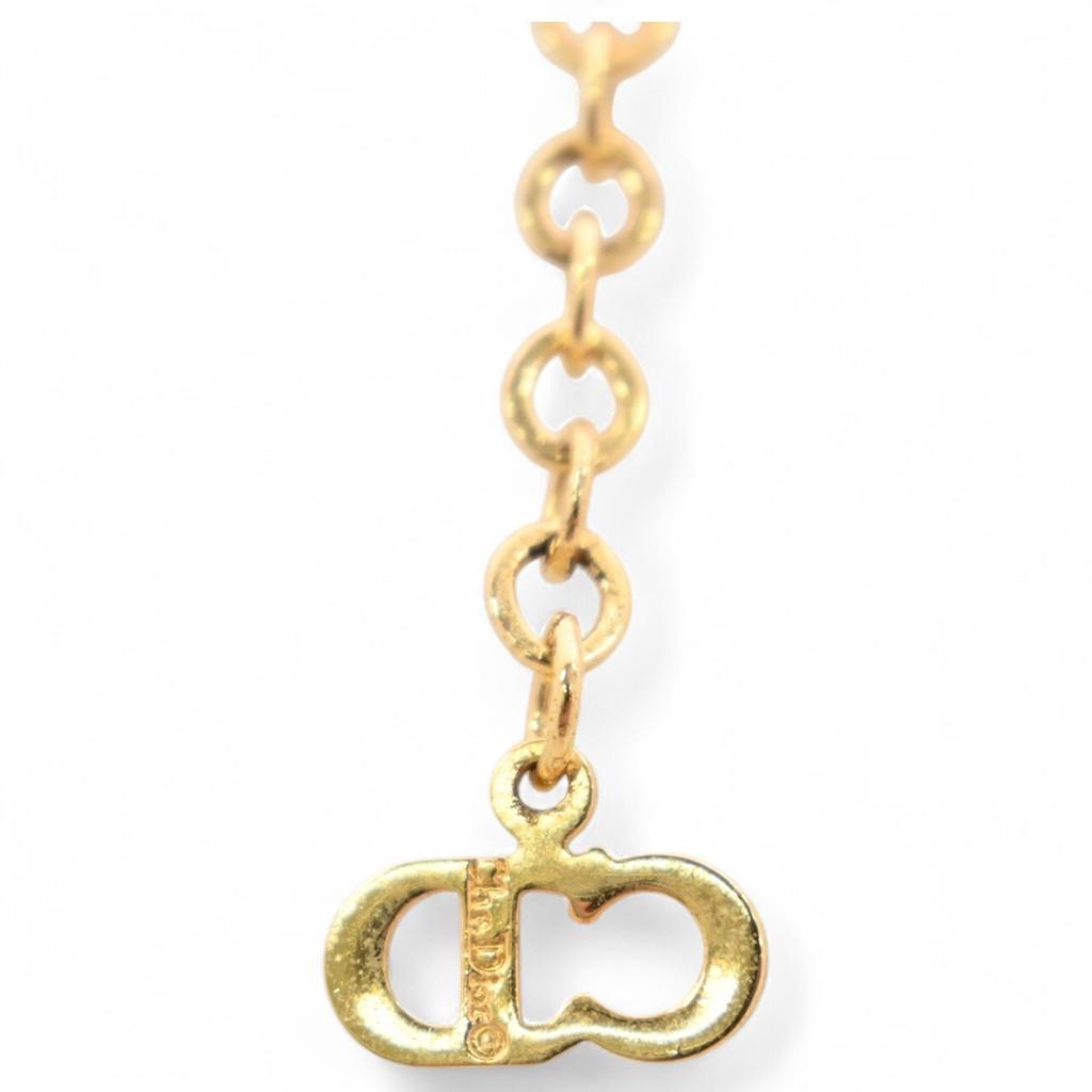 Auth Dior Logo Necklace Rhinestone Plated Di6606bd