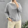 Women Casual Round Neck Long Sleeve Loose Stripe T-Shirt