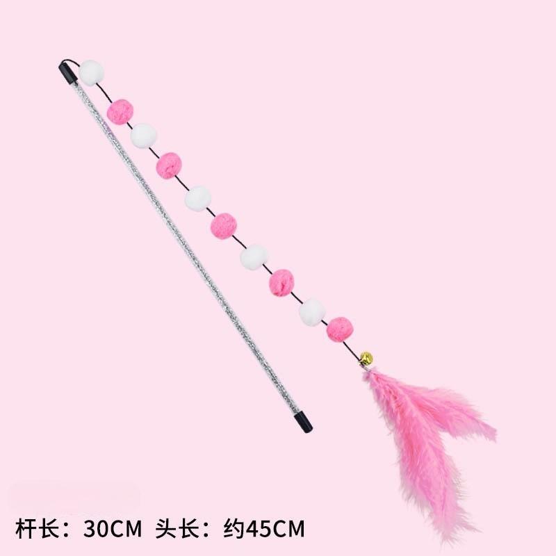 Jouet pour chat canne à pêche pour chat, jouet à plumes pour chat jouet pour chat, canne à taquiner pour chat en fil d'acier bicolore à haute ténacité 6