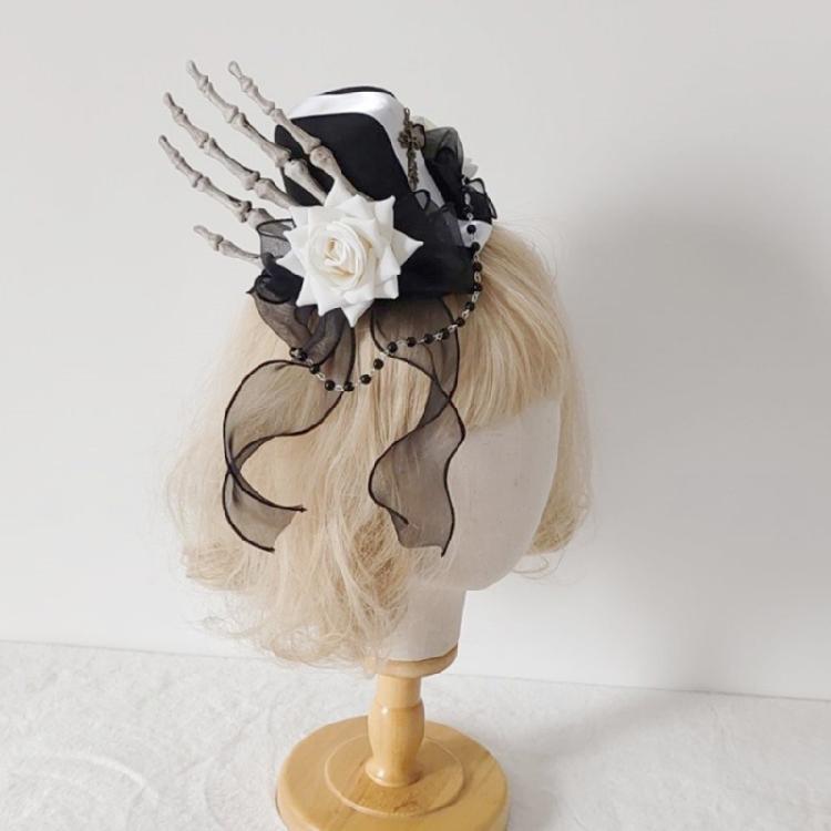 Top Hat Hair Clip Flower Ribbon Hairpin Punk Halloween Bunches Hair Clip