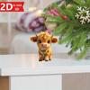 2D art cow pendant for Christmas trees. A versatile animal-themed holiday decoration.