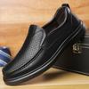 Men Casual Leather Shoes Fashionable Men Hollow Breathable Slip On Soft Leather Thick Soled Casual Leather Shoes 2025