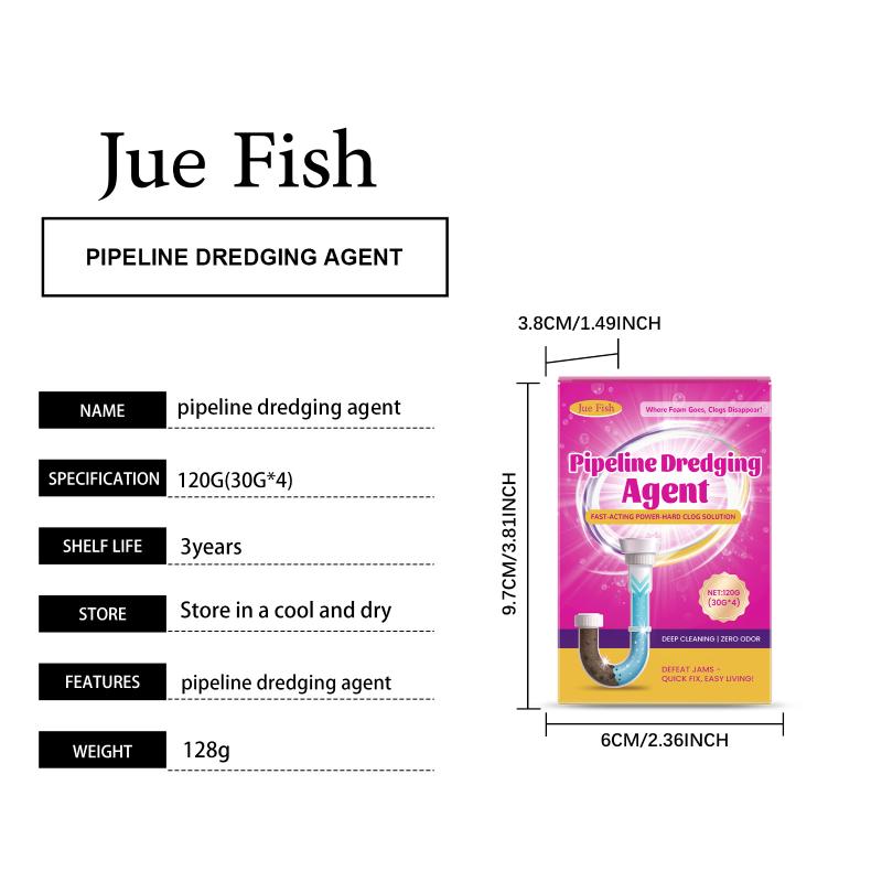 §Jue Fish Drain Cleaning Powder - Multi-material pipe cleaning powder for clogged pipes one size