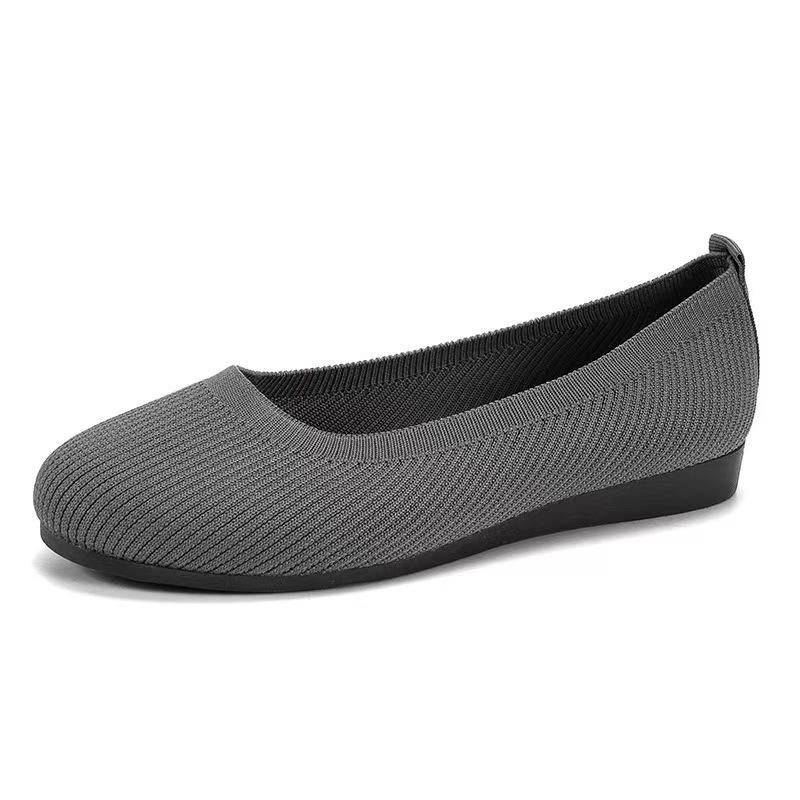 2024 Plus Size Knit Slip-On Round Toe Flats for Women