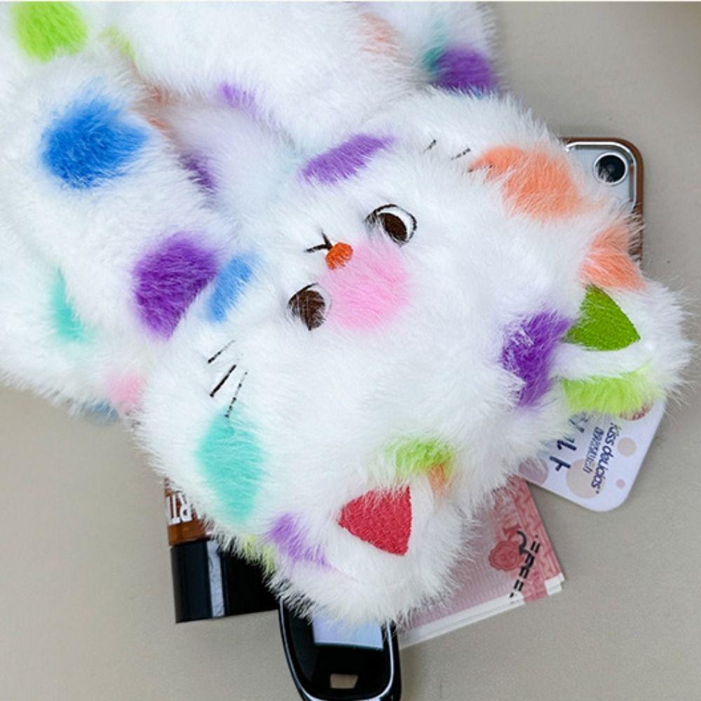 Cat Head Cartoon Plush Schoolbag Spotted Cat Animal Plush Bag  Kindergarten