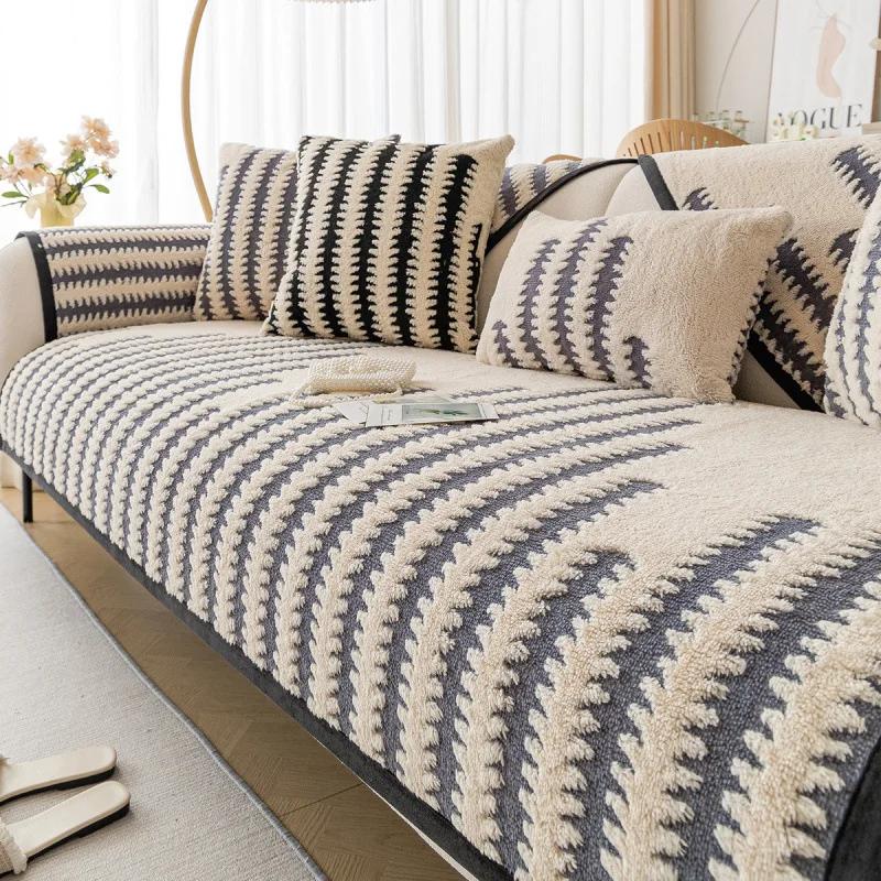 

Нескользящий коврик для дивана из шенилла, утолщенные линии, чехлы для диванов в гостиную, роскошные подушки для угловых диванов, подушки для сидений, защитные чехлы для дома 90x120cm 1pcs