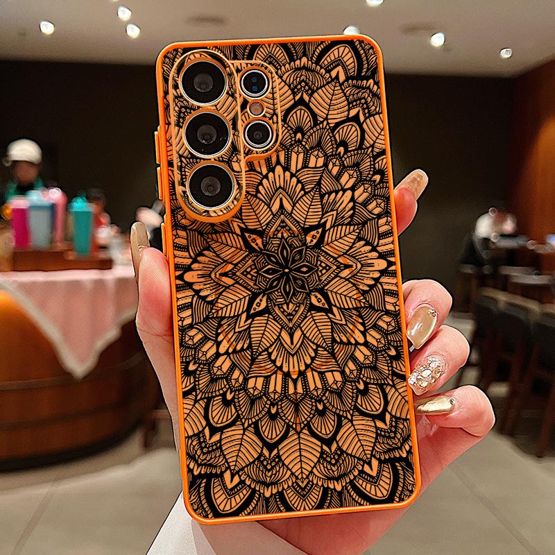 Retro Mandala Flower Pattern Case For Samsung S26 Edge S25 FE S24 Plus S23 S22 Ultra A15 A16 A17 A35 A36 A37 A54 A55 A56 A57 5G Magnetic Matte Cover