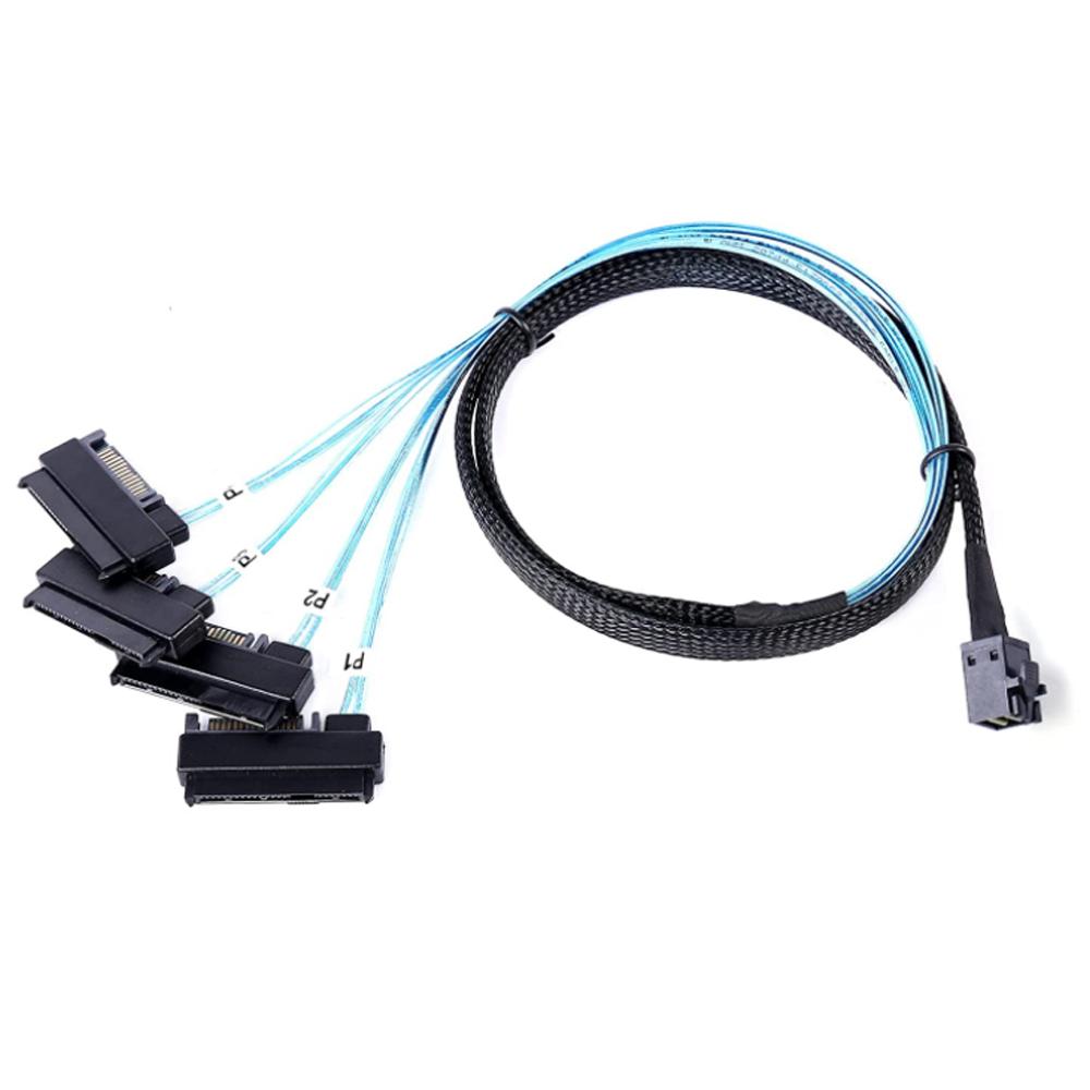 Mini-SAS To SAS-Cable,SFF-8643 To SAS SFF-8643 To SFF-8482 Connector 4X SAS 29Pin SFF-8482 with SATA Power Adapter Cable