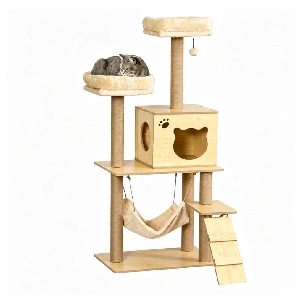 Soft Wood Cat Climbing Tree, Cat Tree, Multi-Level Cat Activity Center (only with cat tree)