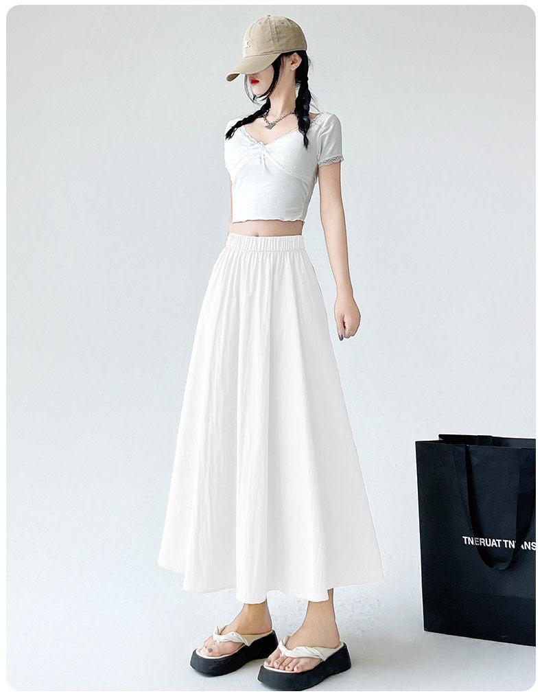 Women's Yellow High-Waist Ice Silk Pleated Long Skirt - Summer A-Line Slimming Design