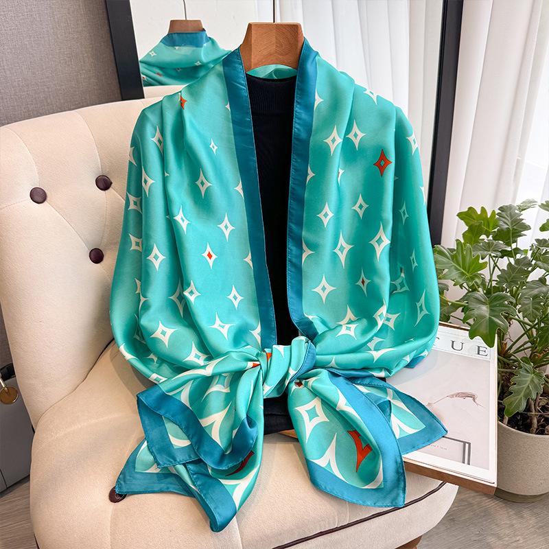 Cashew Flower Fashion Shawl Spring And Summer Imitation Silk Decorative Scarf Women'S Retro Temperament Outer Decorative Scarf