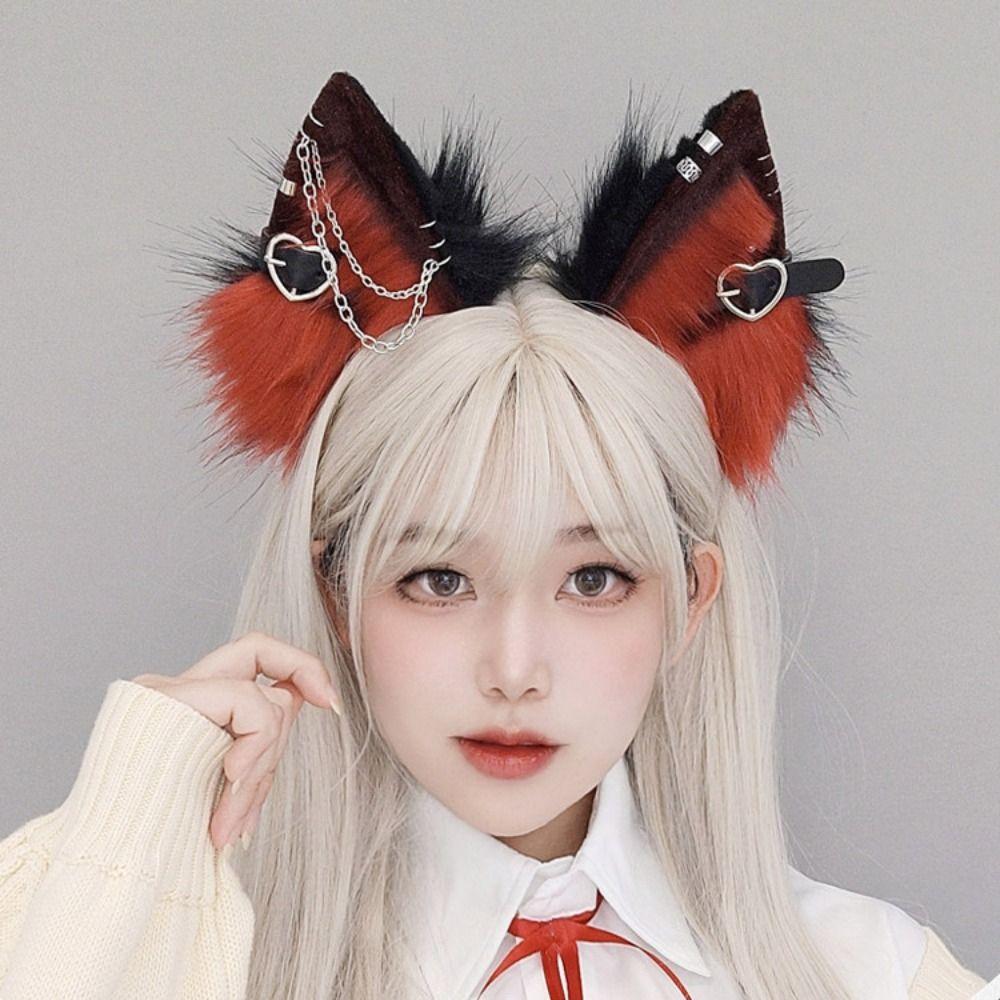 Belt Plush Headband Hairpin Halloween Cosplay Costume Cute Cat Ear Lolita Hair Band Makeup