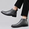 Fashion 2025 British Style Men's Boots New Fashion Side Zipper Male Chelsea Boots High Quality Leather Ankle Boots Business Dress Shoes
