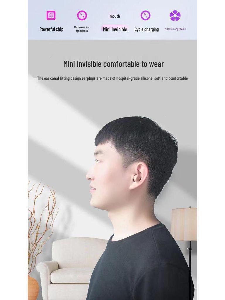 Aparelhos Auditivos Recarregáveis Sem Fio Intra-auriculares Sino-Alemães para Idosos - Fones de Ouvido Atrás da Orelha Discretos e Portáteis