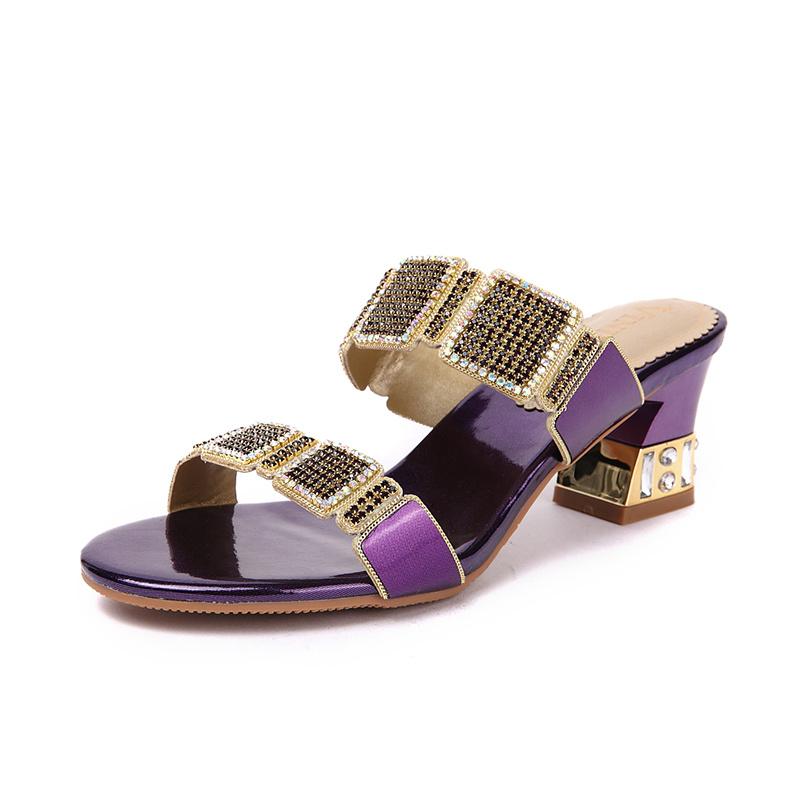 2025 Women's Fashion Spring Summer High Heel Sandals Sexy Comfortable Cute Hollow Rhinestone Leather Sandals