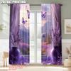 2pcs, Print Curtains 2D Plane Printing Lavender Scene Fabric (without Rod) Thermal Insulation, and Room Darkening Functions