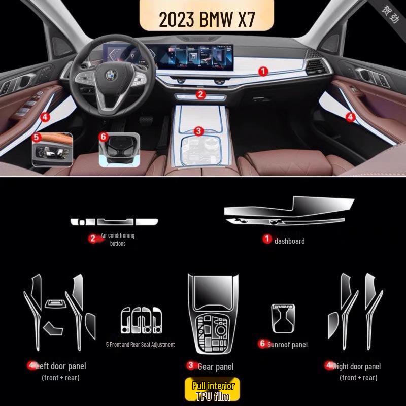 BMW X7 23-24 Transparent Interior Center Console & Gear Shift Scratch Protection Film