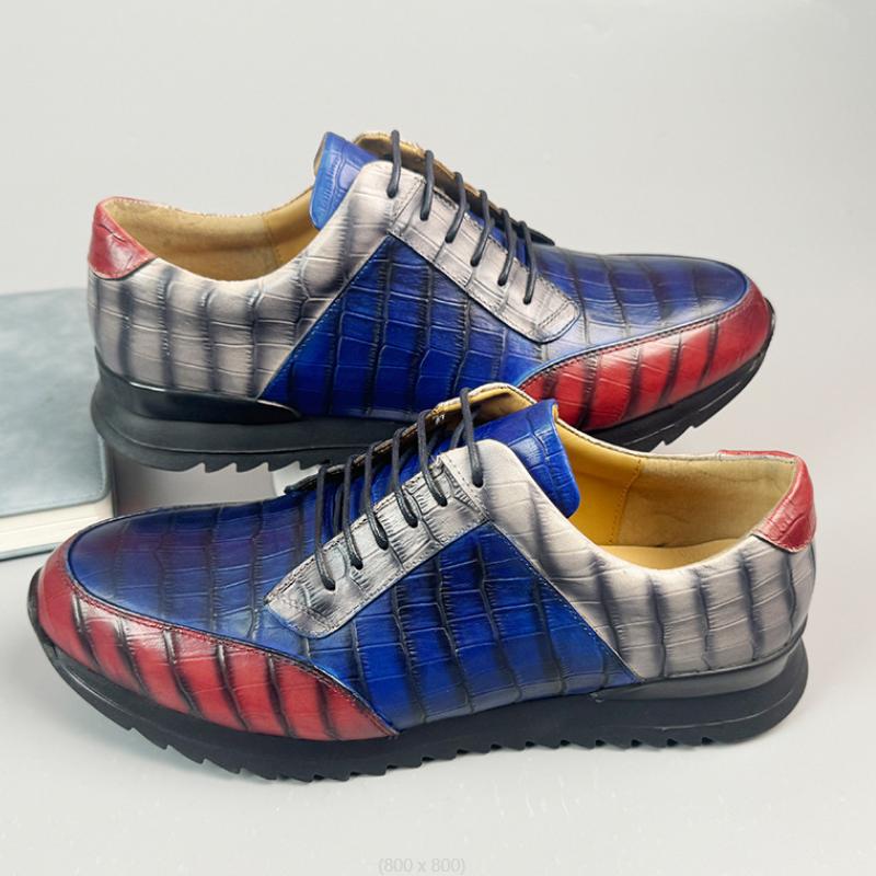 Fashion New Genuine Leather Casual Shoes for Men, British Patent Leather Lace-up, a Trendy Men's Leather Shoe Zapatos Sapat A26