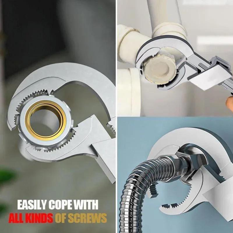 Multi Functional Adjustable Water Pipe Wrench Bathroom Faucet Circular Arc Toothed Wrench Manual Maintenance Kit