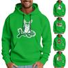 Men's Casual Sports Hooded Pocket Christmas Print Long Sleeve Sweatshirt