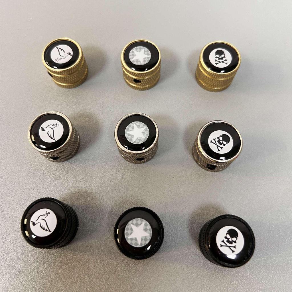 Elektrische Gitarre & Bass Potentiometerknopf - Metallkappe mit eingelegtem Muster für Lautstärke-/Tonregelung.