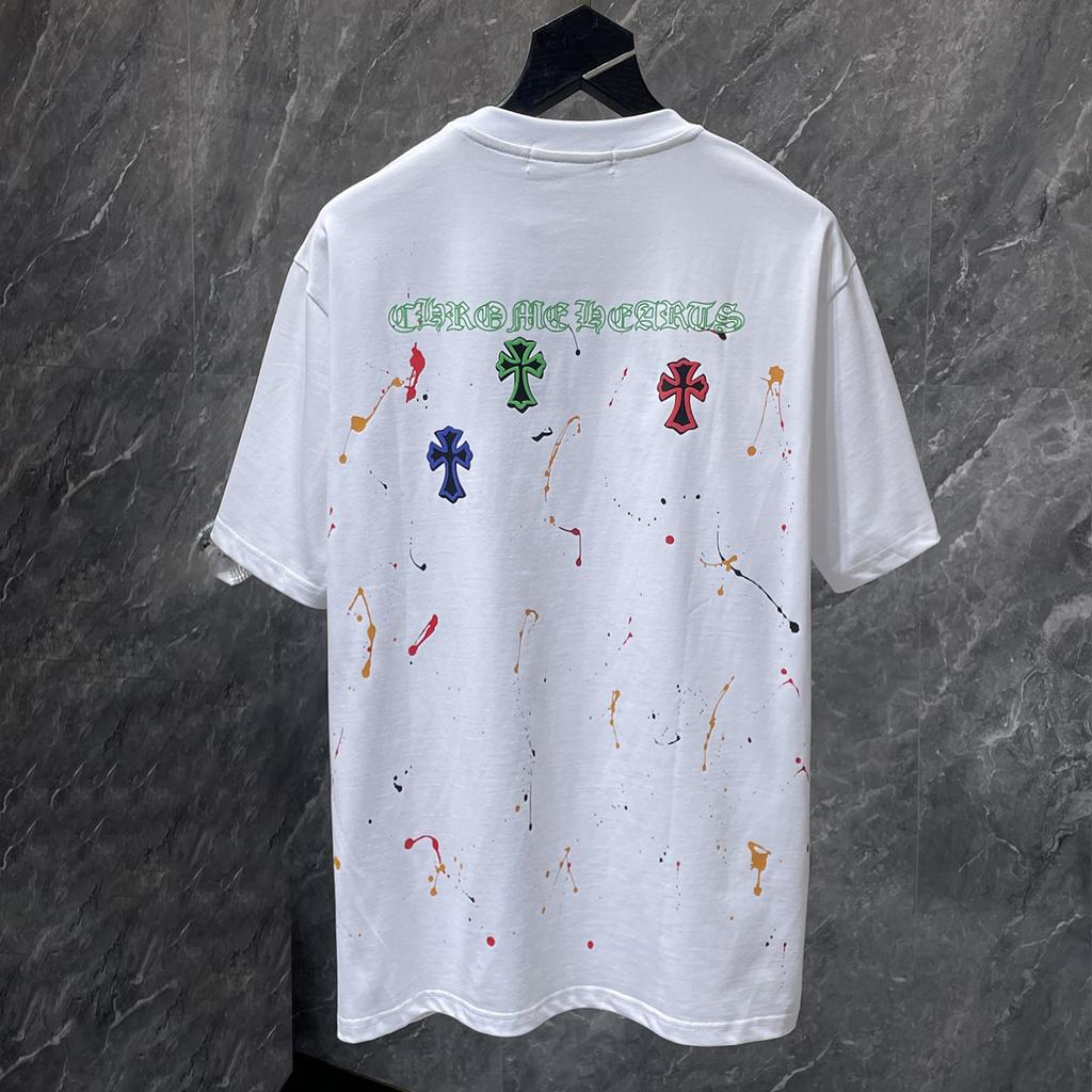 8965 CHROME HEARTS 2026 Summer New High Quality Cotton Round Neck Loose Large Size Men's and Women's T-shirt Couple T-shirt