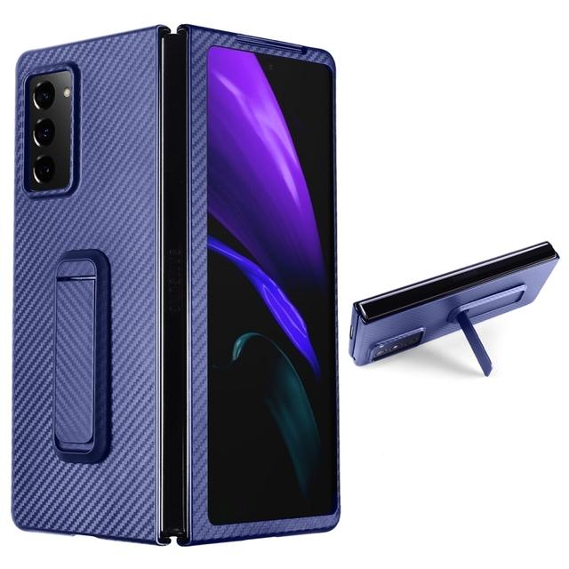 

Чехол из углеродного волокна для Samsung Galaxy Z Fold 3 4 2, ультратонкий чехол из арамидного волокна для Galaxy Z Fold 2, 5 г, чехол с держателем для телефона For Galaxy Z Fold 3 синий