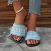 European and American sandals women summer wear new fashion embroidery letter embroidery home big leisure flat bottom one-word slippers foreign trade